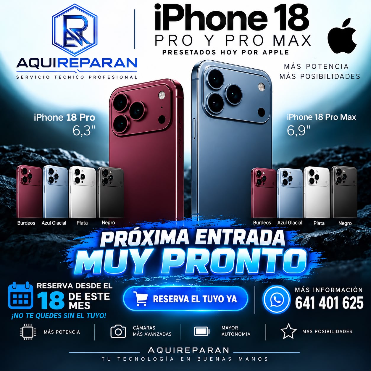 Reserva iPhone 18 Pro y Pro Max en AQUIREPARAN